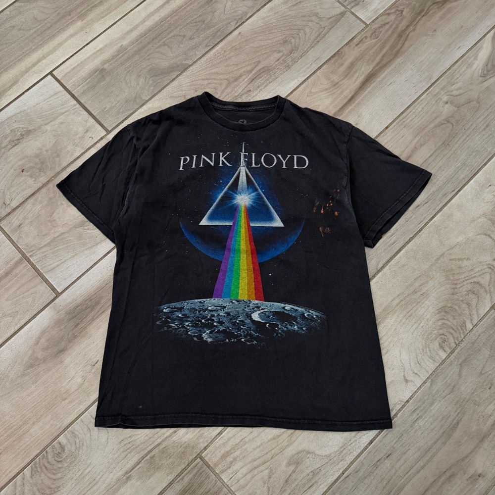 Liquid Blue Pink Floyd Dark Side of the Moon T-Shirt Mens L Black Graphic Rock